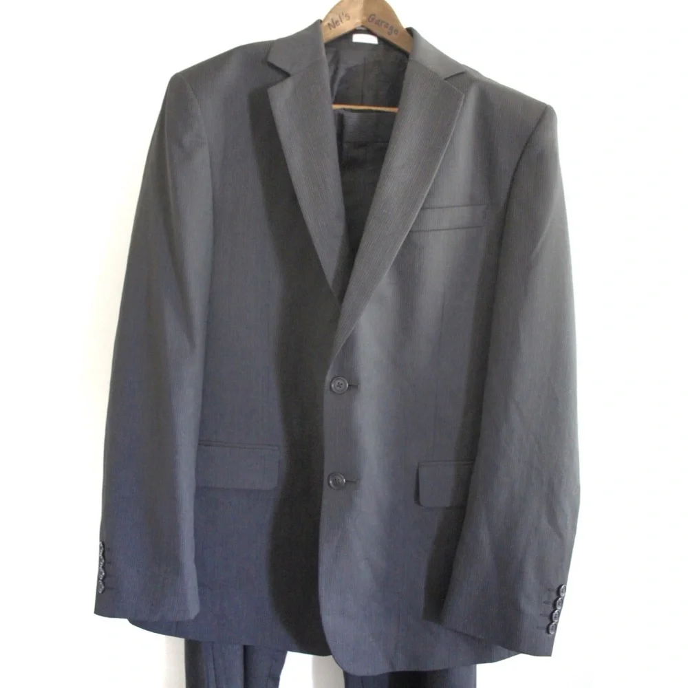 Calvin Klein Stripe Suit Large Jacket and Thompson Pants 33 x 32 NWT